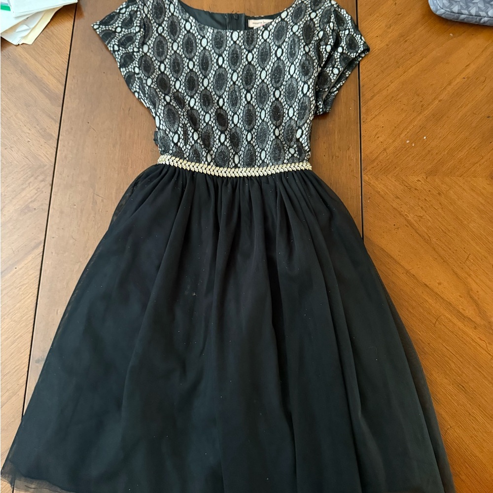 Nanette Lepore Black and Silver Fit and Flare Dress